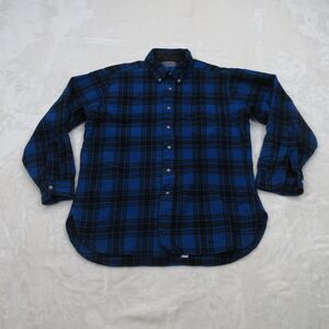 Vintage Pendleton Virgin Wool Shirt Mens Large 1960s Blue Plaid Button Up USA